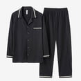 thumbnail image 5 of Zenithor Men's Soft Pajama Set Cozy Button Down Pajamas for Men Long Sleeve 2 Piece Sleepwear Lounge Sets with Pockets,L-4XL Black, 5 of 6