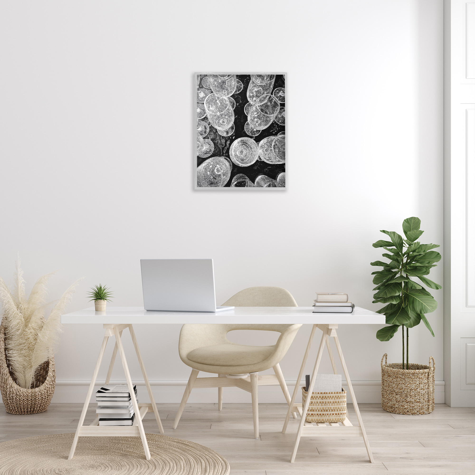Stupell Industries Glitzy Wine Glasses Food & Beverage Photography Gray Framed Art Print Wall Art, 24 x 30