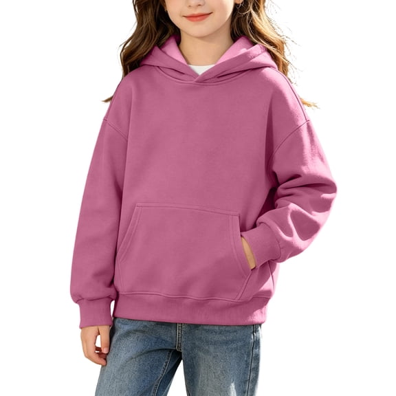 Besolor Toddler Kids Girls Hooded Sweatshirts Fall Winter Fleece Lined Warm Long Sleeve Pullover Tops with Pockets(18-24 Months,Purple)