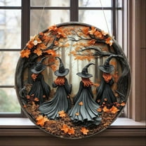 Halloween Witch Acrylic Hanging Decor - Gothic Witch Hat & Moonlight Suncatcher Ornaments, Stained Style Window Wall Art for Home, Party, Halloween & Holiday Decorations