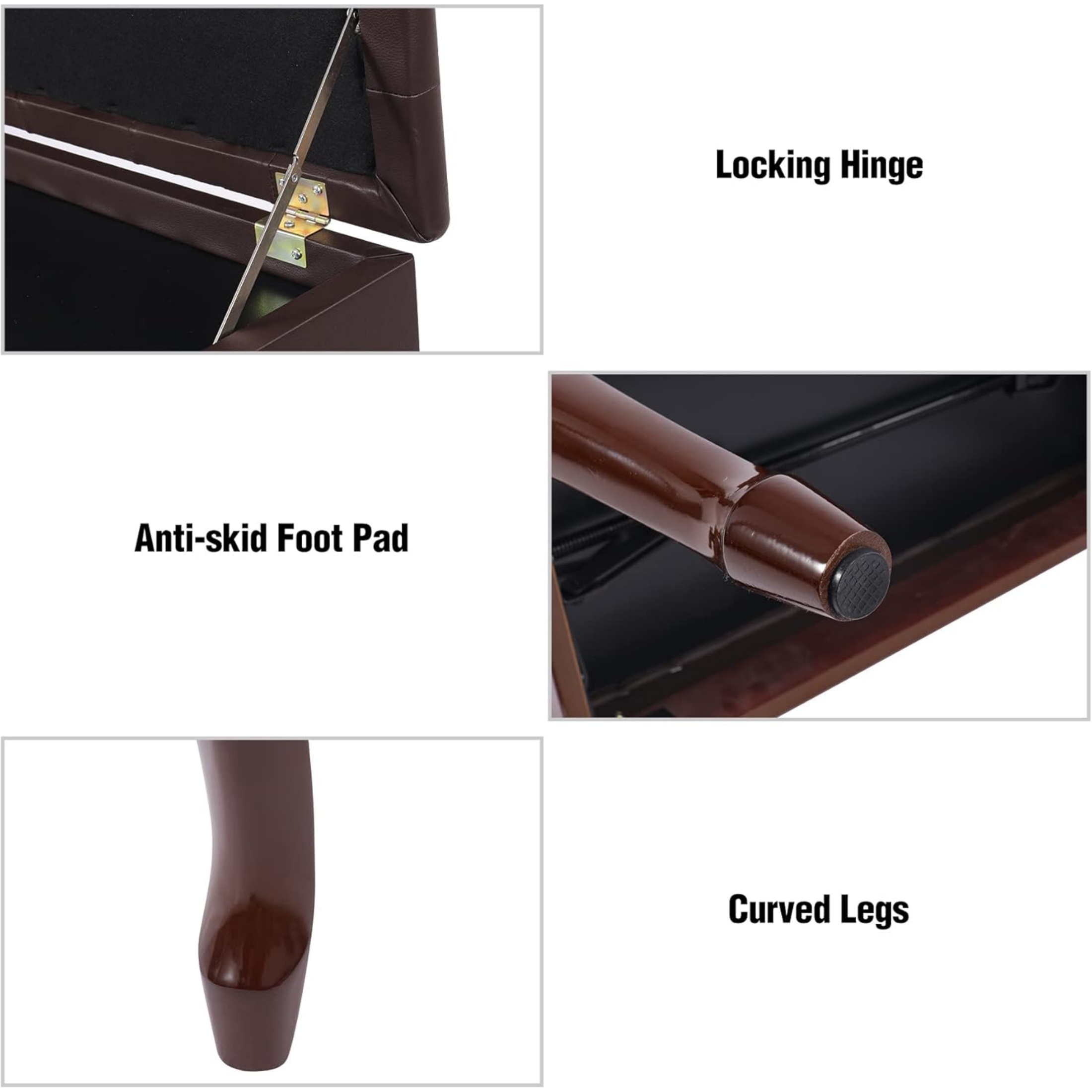REDCAMP Adjustable Duet Piano Bench with Storage,Heavy Duty Wooden Double Keyboard Piano Bench Seat with PU Leather Cushion,Brown