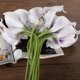 thumbnail image 3 of Ramo De Cala 20 piezas Calla nupcial boda ramo látex sensación Real flor púrpura, 3 of 7