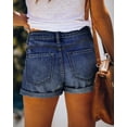 thumbnail image 5 of ONLYSHE Women's Stretchy Frayed Ripped Jean Shorts Light Blue XL, 5 of 6
