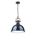 thumbnail image 6 of Yep by Golden Lighting Duncan 1-light 14in Chain Hung Pendant in Rubbed Bronze and Matte White shade, 6 of 7