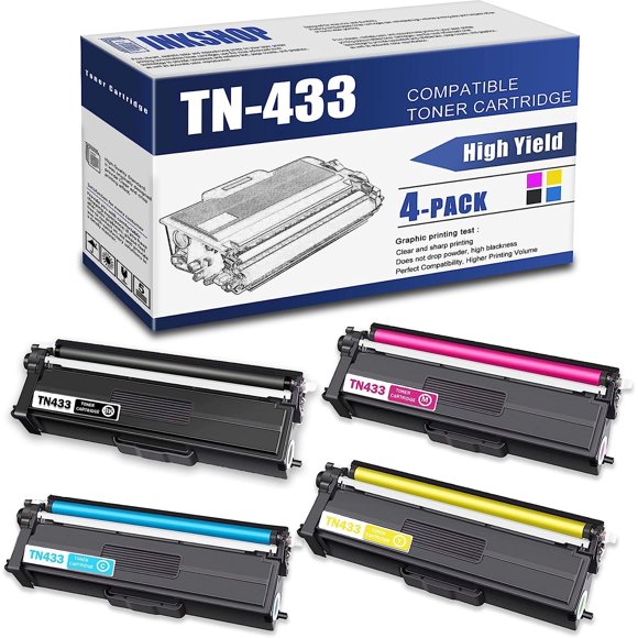 Cartucho de Tóner INKSHOP TN-433 Paquete de 4 Alta Capacidad
