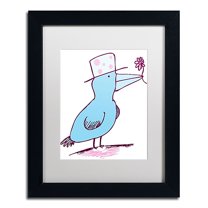 Trademark Fine Art "Flower Bird" Canvas Art by Carla Martell, White Matte, Black Frame