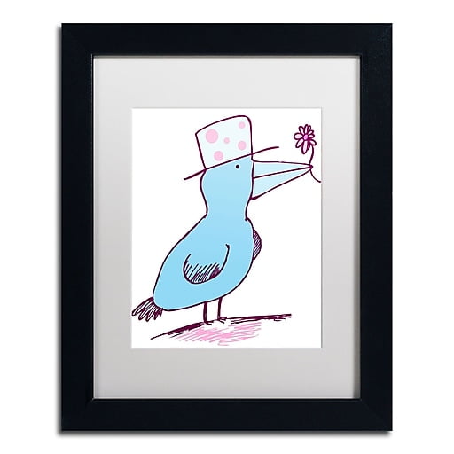 Trademark Fine Art "Flower Bird" Canvas Art by Carla Martell, White Matte, Black Frame
