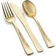 thumbnail image 3 of 125 Piece Gold Dinnerware Party Set - 50 Gold Rim Plastic Plates, 25 Dinner 25 Dessert Plates, 75 Gold Silverware, 25 Knives, 25 Forks, 25 Spoons - 25 Guest Disposable Set for Wedding Birthday Parties, 3 of 5