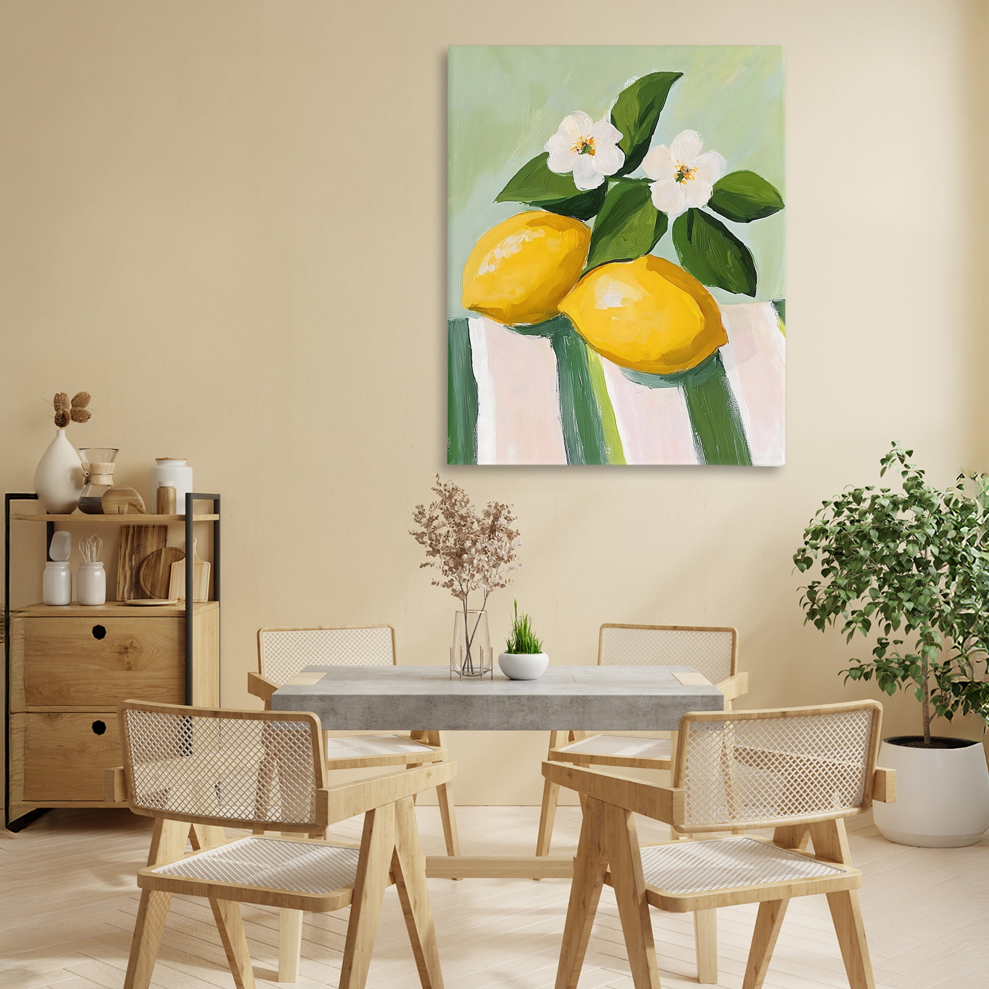 Stupell Industries Lemons And Daisies on Tablecloth Canvas Wall Art, design by The Prints Vibe