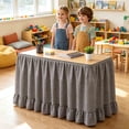 thumbnail image 6 of Gingham Table Skirt, 6ft Desk Skirts for Teacher Desk, Ruffled Hook and Loop Teacher for Teacher Desks, Parties and Display Tables, Black, 6 of 7