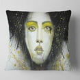 thumbnail image 2 of Designart Girl with Yellow Eye line Large - Abstract Portrait Throw Pillow - 16x16, 2 of 5