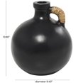thumbnail image 3 of DecMode 11" Jug Inspired Black Ceramic Vase with Rattan Wrapped Handle, 3 of 7