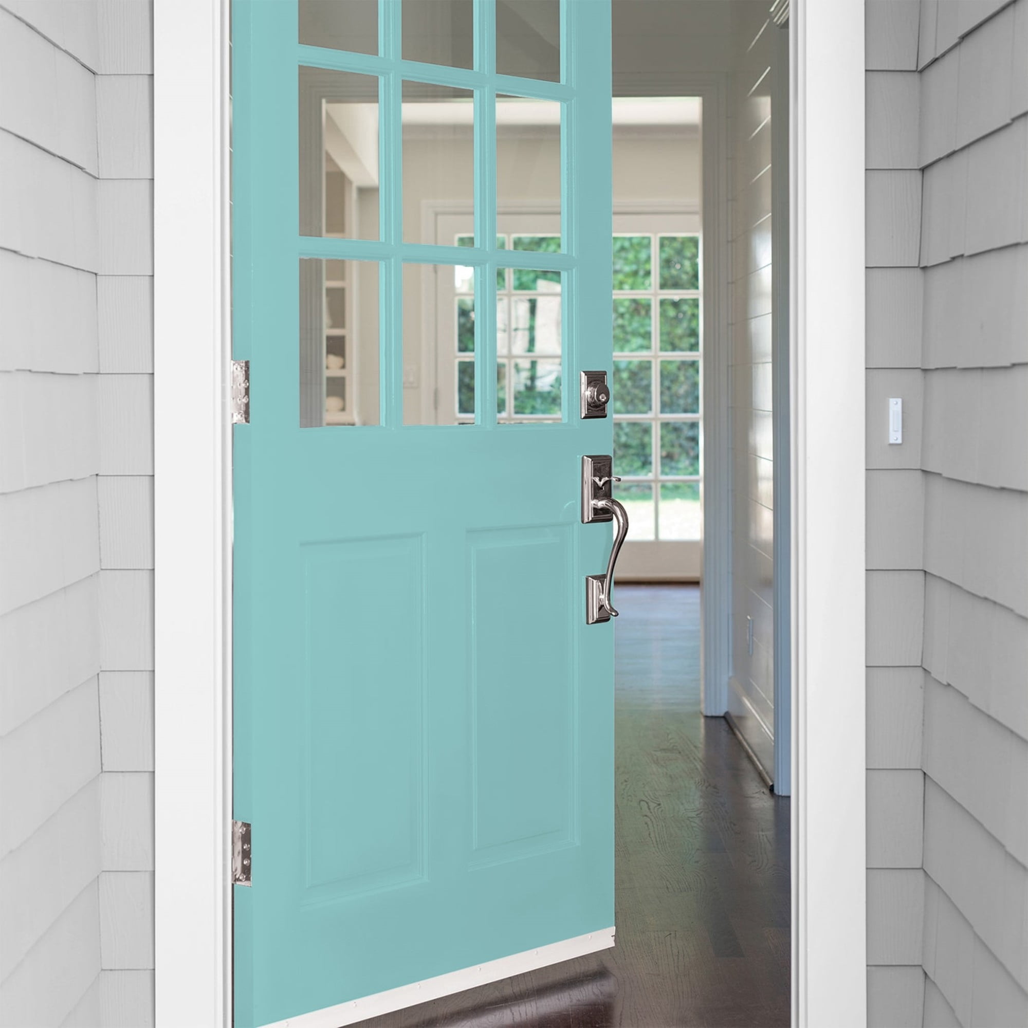 Glidden One Coat Aqua Fiesta / Blue Satin Exterior Paint with Primer, 5 Gallon