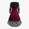 thumbnail image 6 of FAVIPT Gothic Lace Up Dresses for Women Two Piece Flare Vintage Dress Halloween Witch Cosplay Maxi Costume Victorian Corset Hooded Ball Gown Hot Pink,M, 6 of 6