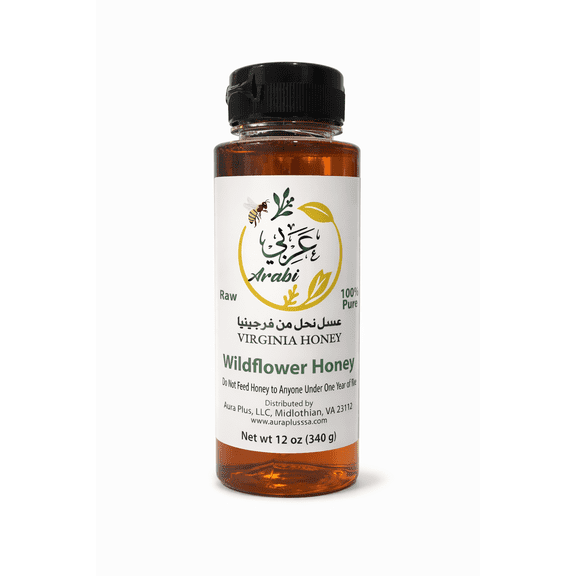 Arabi Virginia Raw Wildflower Honey – 12 oz Bottle, 100% Pure Natural Honey