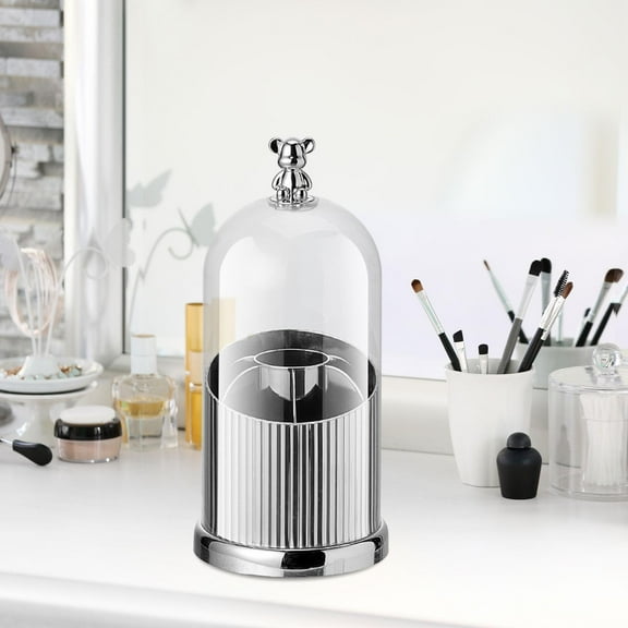 Makeup Brush Holder Dustproof Cosmetic Organizer for Vanity Countertop Home Argent