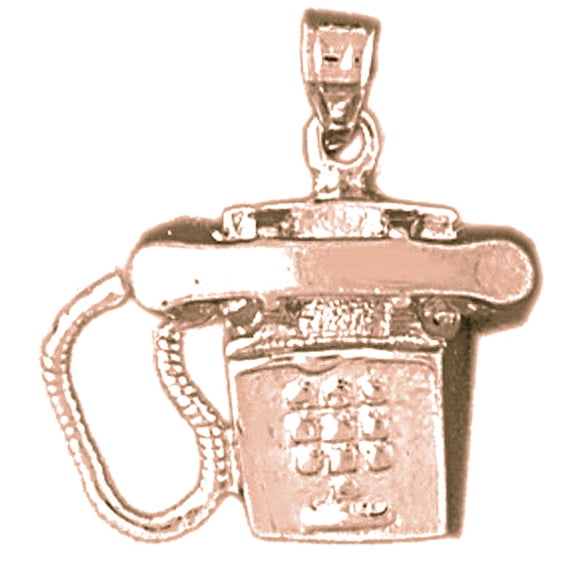 14K Rose Gold Telephone Pendant - 22 mm