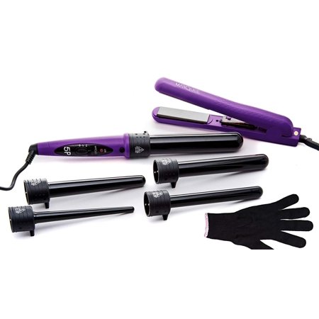 Marquee Beauty Professional Salon 8 Piece Flat And Curling Iron Set, 5 Interchangeable