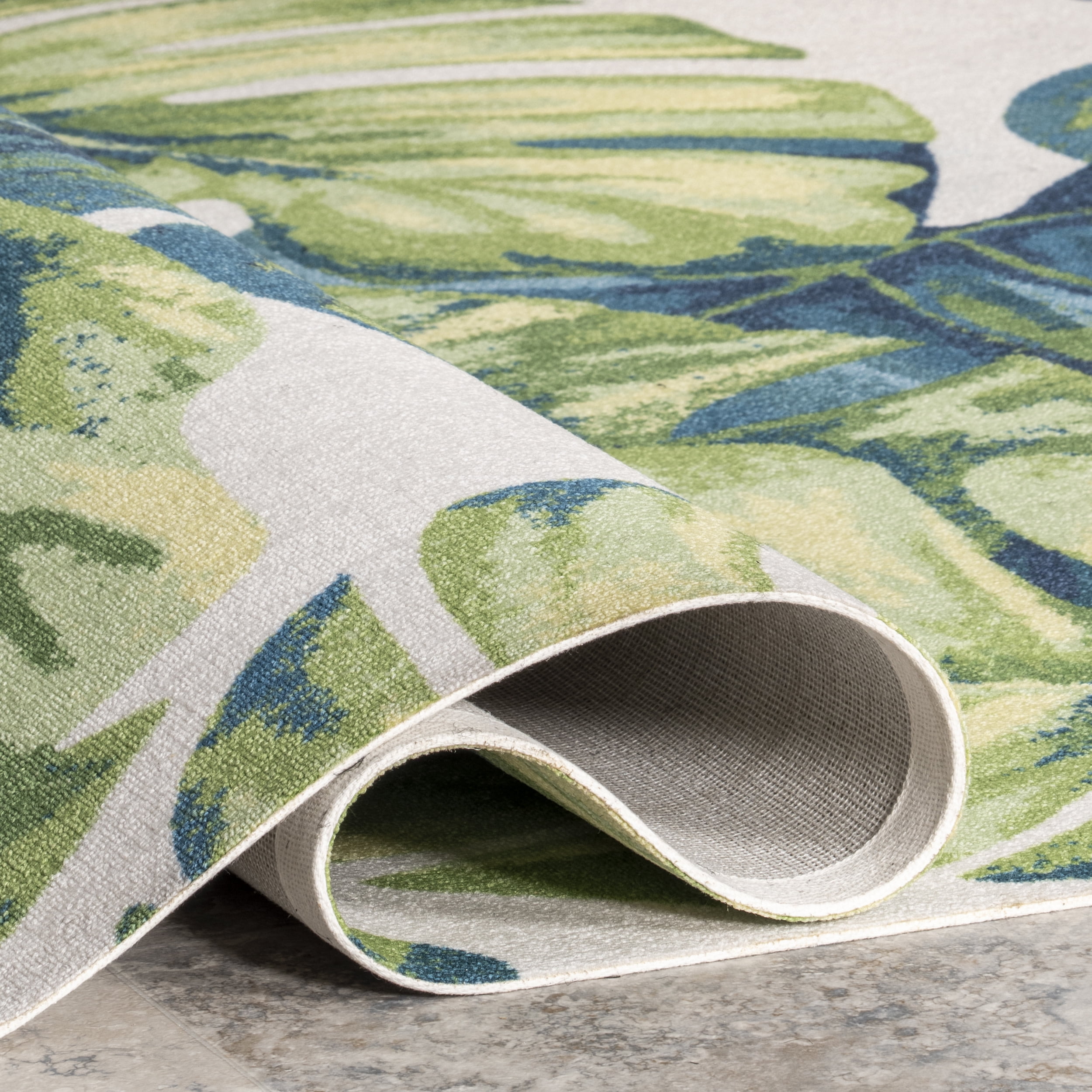 nuLOOM Lisa Floral Indoor/Outdoor Green Multicolor 10' Modern Square Rug