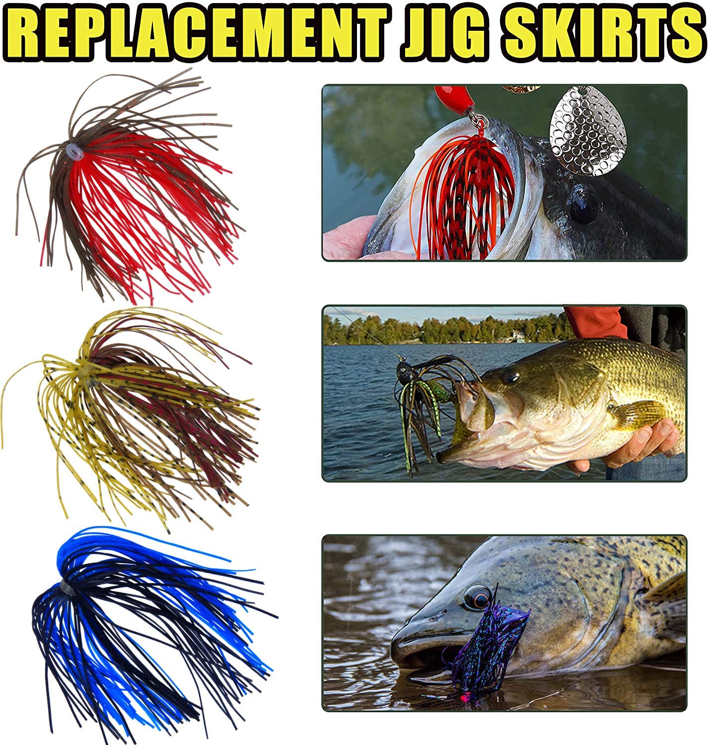 Silicone Jig Skirts DIY Silicone Fishing Jig Lures 10 Bundles 30 Strands  Fishing Bait Accessories Spinnerbait Replacement Skirt Spinnerbaits  Buzzbaits Spoon Blade Squid Skirt Replacement 