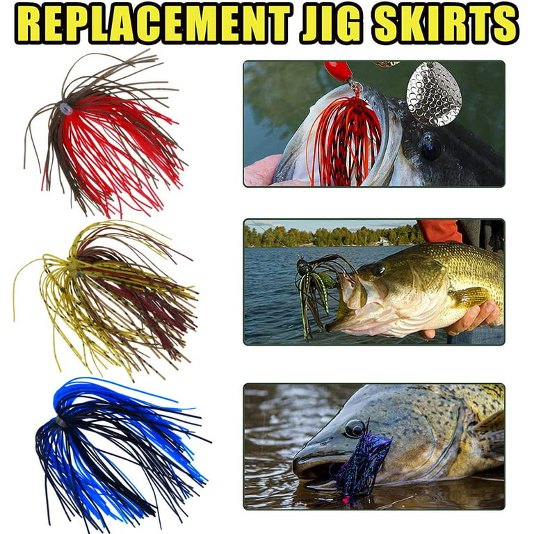 Spinnerbait Skirts,Silicone Jig Skirts,10 Bundles Bass Fishing Jigs  Skirts,DIY Squid Jig Spinner Bait Buzzbaits Accessories