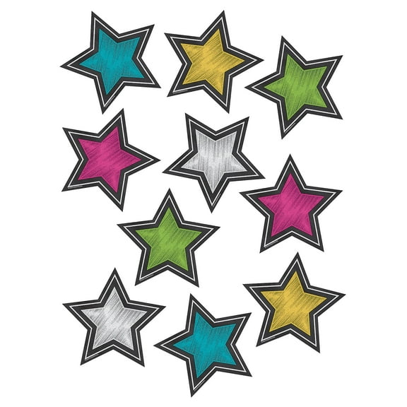 Teacher Created Chalkboard Brights Stars Accents, 30 accents, 6" (TCR 3550)