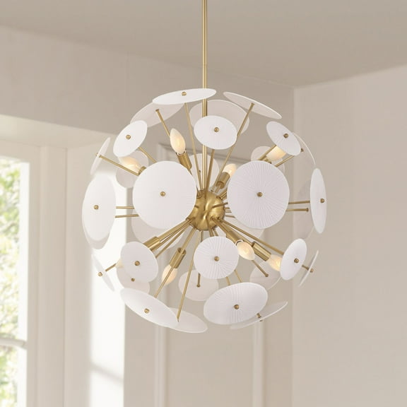 Possini Euro Design Possini Euro Shelly 23 1/2"W Gold and White Ceramic 8-Light Pendant