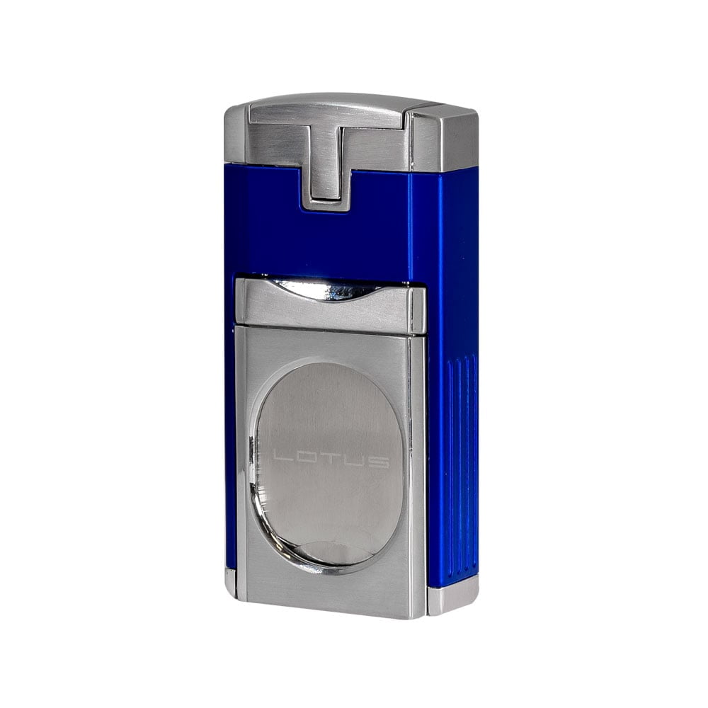 Lotus Duke Triple Torch Lighter with Cutter Blue and Chrome