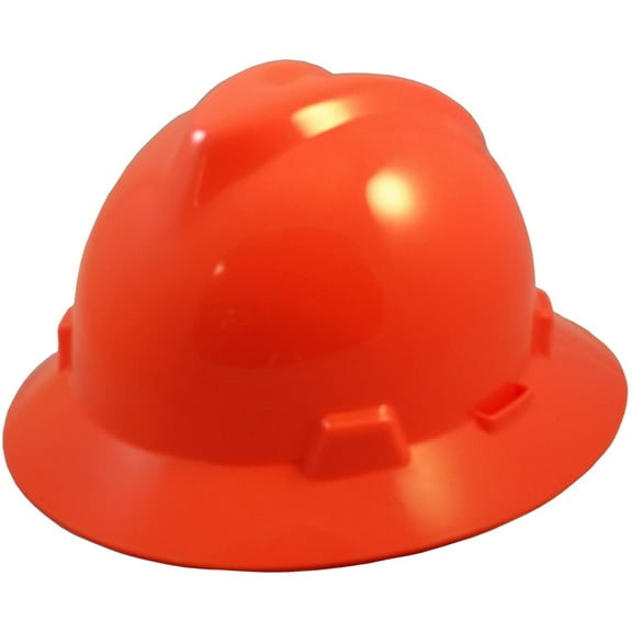 MSA V-Gard One-Touch Suspensions Full Brim Hard Hats - Standard Orange