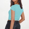 thumbnail image 4 of ZZwxWA Women Basic Solid Crop Tops Custom Baby Tee Short Sleeve Shirt Workout Slim Fit T-Shirt Y2K Women's Shirts Casual Crewneck Shinny Lightweight Layer Yoga Blouses, 4 of 6