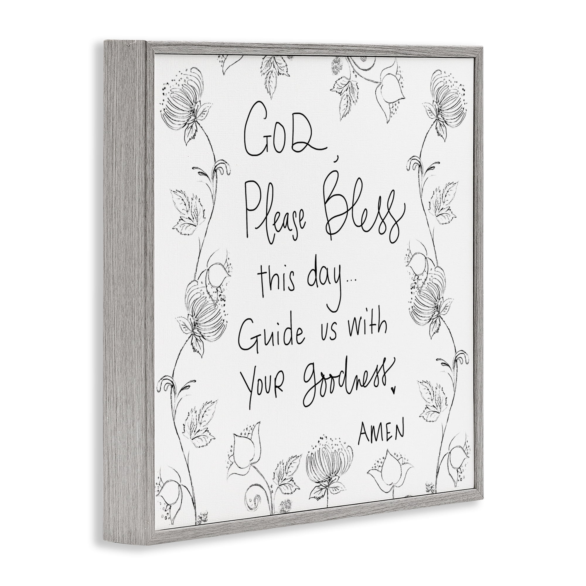 Stupell Industries God Bless This Day Gray Framed Giclee Art, design by Patricia Pinto