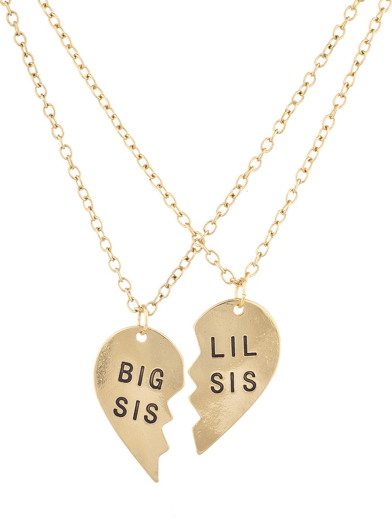 udskiftelig Kom forbi for at vide det Kano Lux Accessories Gold Tone Big Sis Lil Sis Sister BFF Heart Necklace -  Walmart.com