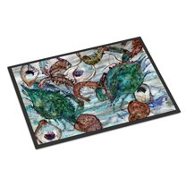 Shrimp Crabs and Oysters in water Doormat 18x27