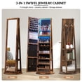 thumbnail image 4 of Aukfa 360° Swivel Jewelry Armoire,LED Jewelry Organizer Stand with Full Length Mirror,Brown, 4 of 8