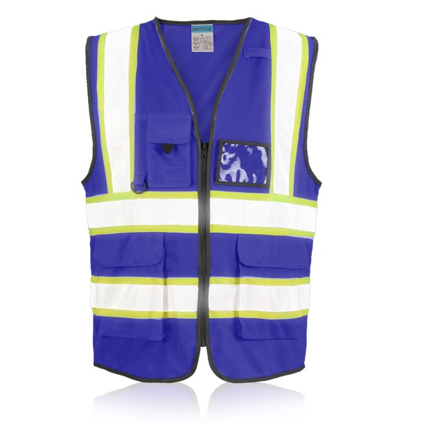 SHORFUNE High Visibility Safety Vest with Pockets, Mic Tab, Reflective ...