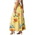 thumbnail image 4 of LWavelet Women Cherry Blossom Print Tiered Maxi Skirt Elastic Waist With Pockets Romantic Long Skirt Saffron S, 4 of 6
