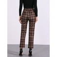 thumbnail image 4 of DARING DIVA Women's Plaid Trousers Button Tartan Check Work Pants M Red Brown, 4 of 6