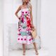 thumbnail image 5 of Vestido de verano para mujer, sexy, con estampado de posicionamiento, sin mangas, con vuelo grande, 5 of 6