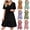 Brown, variant on CHUMUD Women's Summer Dresses Casual Mini Swing Short Sleeve V Neck Tiered A Line Flowy Beach Short Dress Vacation Sundress
