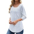 thumbnail image 4 of UVN Summer Square Neck Blouses for Women 3/4 Sleeve Shirt Ladies Dressy Casual Button Tunic Tops, 4 of 9