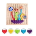 thumbnail image 1 of 1 pack of 250 mushroom nail toys children's diy handmade bead puzzle wooden pixel painting mushroom cubes, preschool fun puzzle, 1 of 5