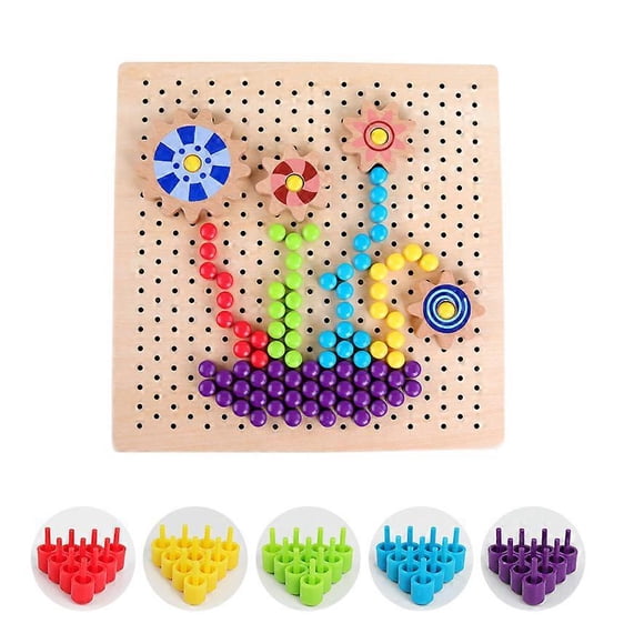 1 pack of 250 mushroom nail toys children's diy handmade bead puzzle wooden pixel painting mushroom cubes, preschool fun puzzle