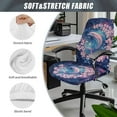 thumbnail image 5 of FKELYI Office Chair Cover Stretch Fabric Computer Chair Slipcover Washable Swivel Rotating Boss Chair Protector for Armchair Home Decoration, Cherry Floral Pink Dolphin Print, Small, 5 of 6