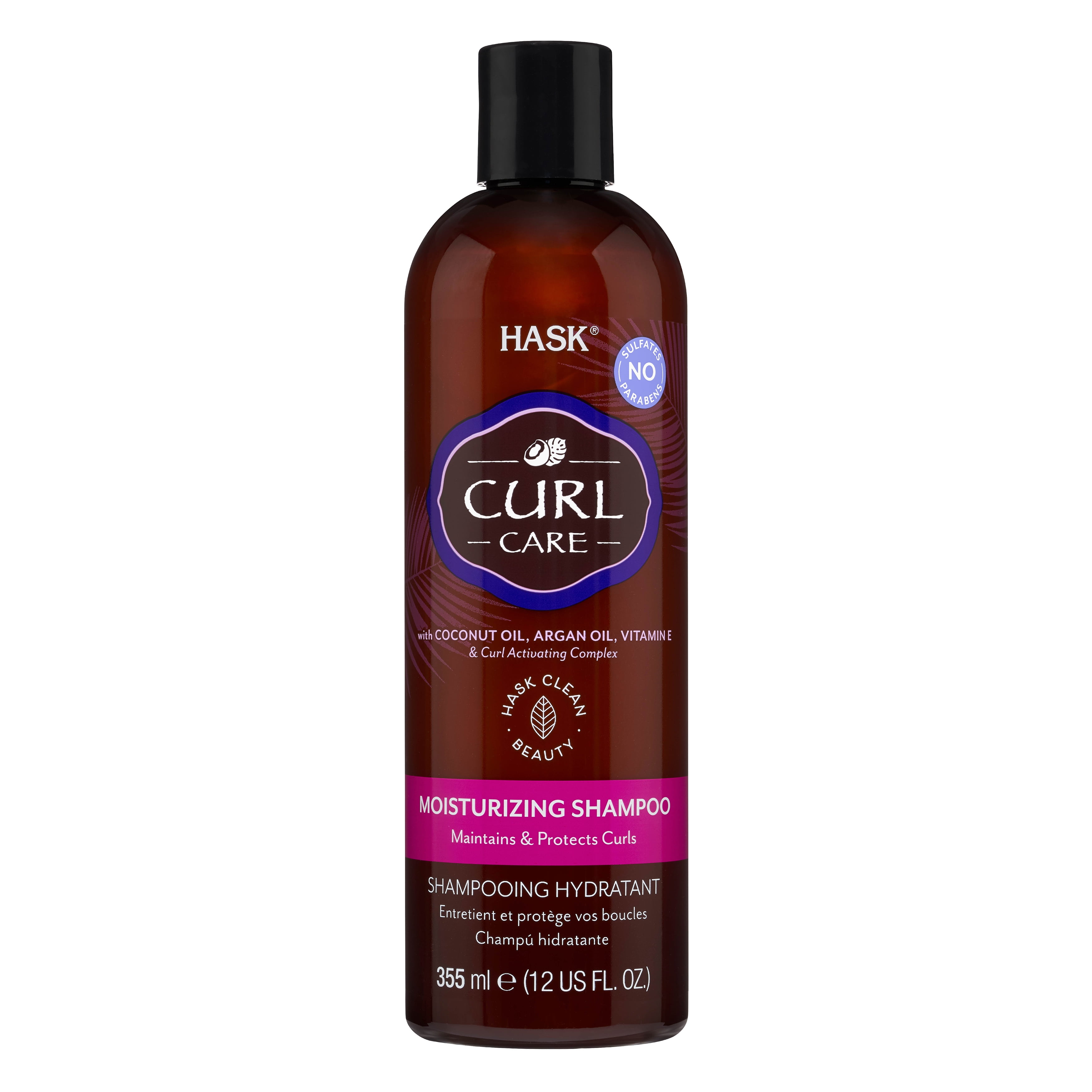 Hask Curl Care Moisturizing Daily Shampoo with Coconut Oil, Argan & Vitamin E, 12 fl oz - Walmart.com
