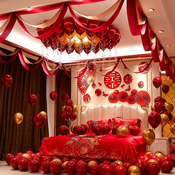 ELAYARD Red Festive Hanging Wave Banners, 2pcs Chinese New Year Decor, Layered Design, 1.5ft x 3.9ft Each