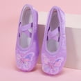 thumbnail image 6 of TFEOQRY Girls Satin Ballet Shoes with Sequin Embroidery Butterfly Decoration Soft Split Sole Elastic Straps Stage Dance Flats, 6 of 8