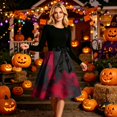 thumbnail image 2 of Dresses for Women 2026 Crew Neck Halloween Printed Long Sleeve Hepburn Dress Flowy Casual Cocktail Swing Sundress Black XL, 2 of 6