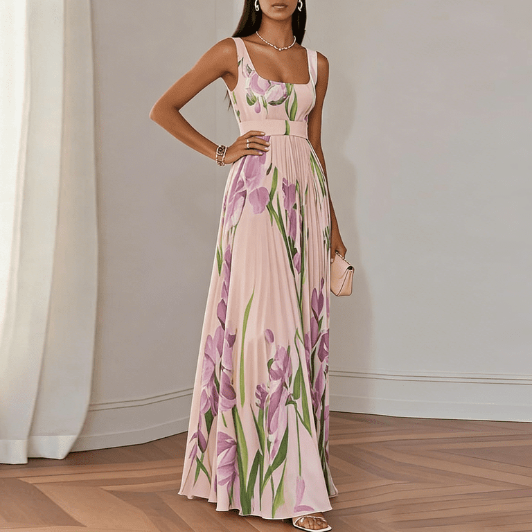 Chiffon Dresses for Women Sleeveless Empire Waist Wedding Guest Dress Boho Floral Floral Print Italian Dress Yellow 2XL Chiffon Dresses for Women Sleeveless Empire Waist Wedding Guest Dress Boho Floral Floral Print Italian Dress Yellow 2XL
