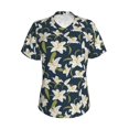 thumbnail image 5 of Zufioo Lilies Flowers Print Women's Classic V-neck T-shirt, V-neck Short-sleeved Tops Home Wear, Suitable for Daily Life, Work, Outdoors-Small, 5 of 8
