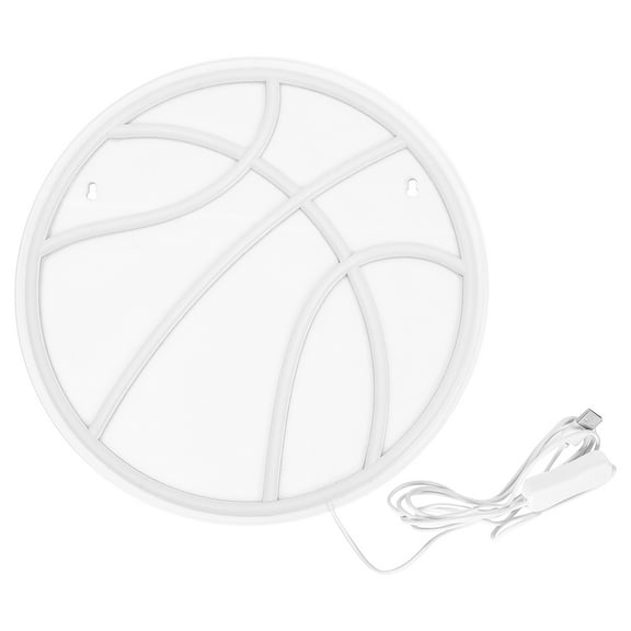 ETHZZLE LED Neon Light Basketball Shaped Sports Sign for Wall Decor, White Color, 1 Set